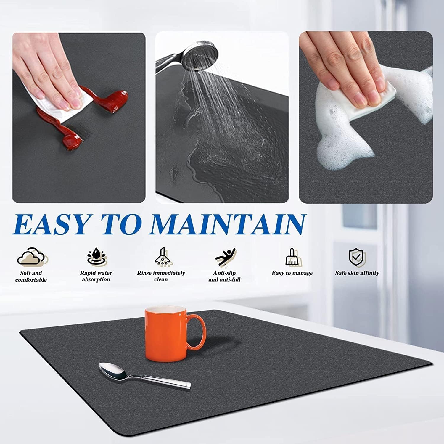 Dish Drying Mat – Absorbs Water & Keeps Counter Dry